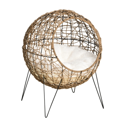 PawHut Rattan Katzenkorb 45 cm x 45 cm x 57 cm