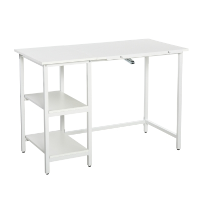 Table à dessin bureau inclinable 2 étagères panneaux métal blanc