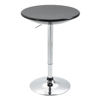 HOMCOM Mesa de Bar Regulable en Altura Giratoria 360º con Base Redonda Mesa Alta de Acero Moderna para Cocina Comedor Cafetería 61x61x76-97 cm Negro