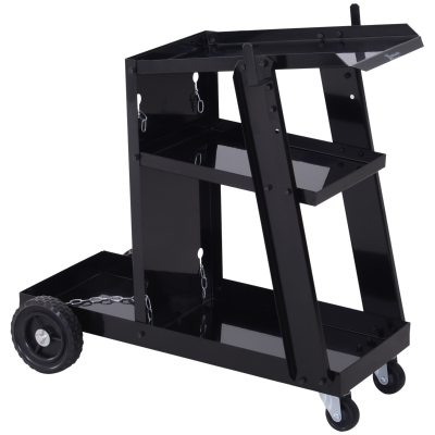 DURHAND Welding Cart for Tanks Gas Bottles, Welder Trolley Garage with Safety Chain and Wheels, Max Load 50kg, Black