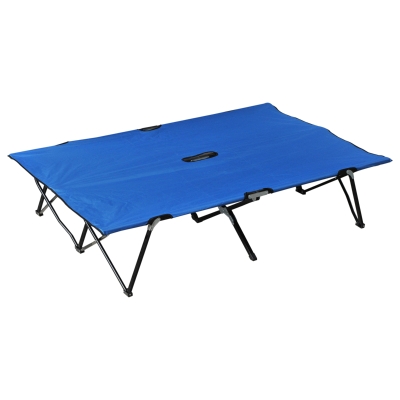 Outsunny Foldable Cot Bed 193Lx125Wx40H cm-Black/Blue