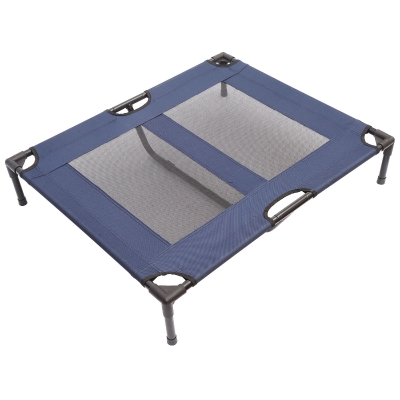 Pawhut Cama para Mascotas Interior y Exterior 91,5x76,2x18cm Cama para Perros Desmontable Portátil Color Azul y Negro
