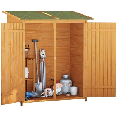 HOMCOM 2.4 x 4.5ft Wooden Double Door Garden Storage Shed