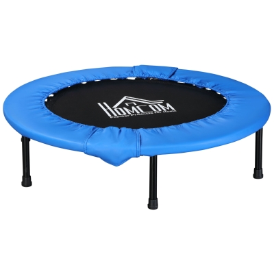 HOMCOM Tappeto Elastico Pieghevole per Allenamento a Casa e in Giardino, Trampolino Elastico con Bordo Imbottito e Molle, Blu e Nero