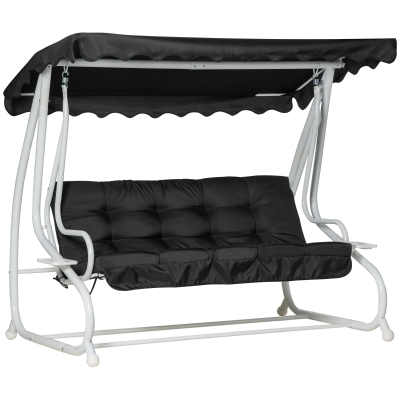 Balancelle de jardin 2 places convertible noire