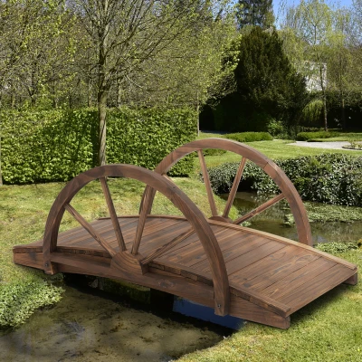 Outsunny Wooden Garden Bridge Arc Outdoor 100x50cm