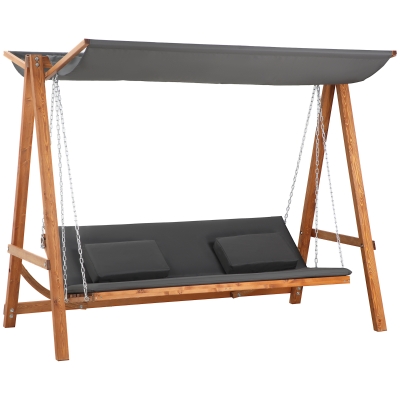 Outsunny Balansoar de Gradina 3 Locuri, 225.5x113x180cm, Gri si Teck