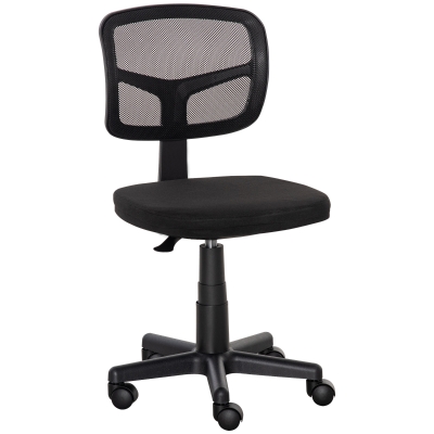 Vinsetto Cadeira de Escritório Ergonómica de Malha Cadeira de Escritório Giratória 360° com Altura Ajustável Suporte Lombar Respirável e Rodas 43x48x77,5-89,5cm Preto