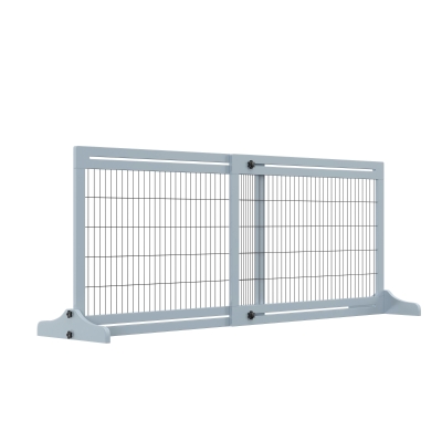 PawHut Cancellino per Cani Estensibile da Interno in Legno e Acciaio, 104-183x36x69cm, Blu