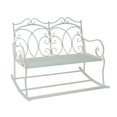 Outsunny Iron Rocking Bench-Milk White