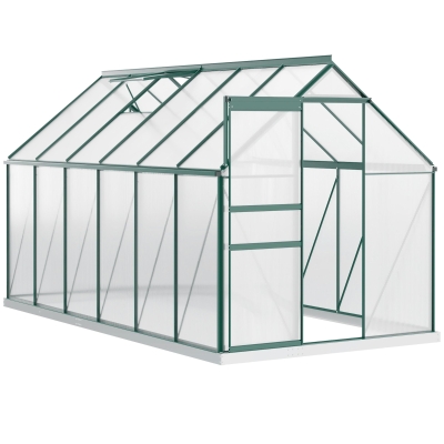Outsunny Serra da Giardino in Policarbonato, Metallo e Alluminio, Anti-UV e Antivento, 190x375x199cm, Verde