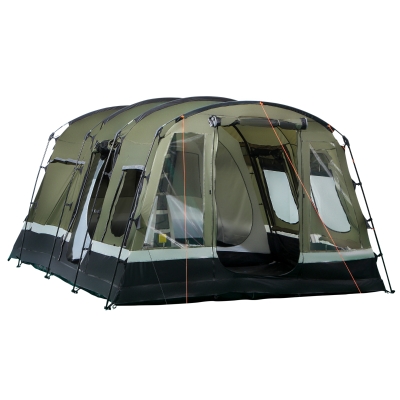 Outsunny Tienda de Campaña Familiar 6 Personas Tienda Camping Impermeable PU3000 mm con 3 Puertas 6 Ventanas Bolsillos y Bolsa de Transporte 455x320x215 cm Verde