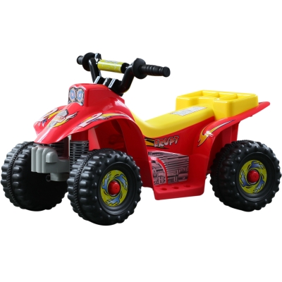 Homcom Voiture 4x4 quad électrique multifonctions 65L x 43l x 43H cm enfants +3 ans rouge et jaune