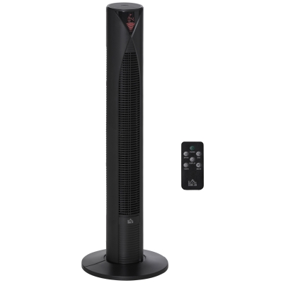 HOMCOM ABS Oscillating 3-Speed Settings Tower Fan w/ Remote Control Black