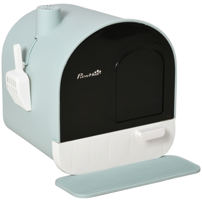 PawHut Katzentoilette Katzenklo mit Deckel Streuschaufel Streufangmatte Grün 43 x 44 x 47cm