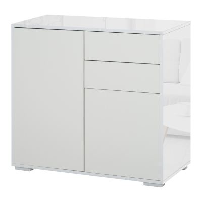 HOMCOM Standschrank Aufbewahrungsschrank Mehrzweckschrank Aktenschrank Kommode 2 Schublade 2 Türen E1 Spanplatte Weiß 79 x 36 x 74 cm