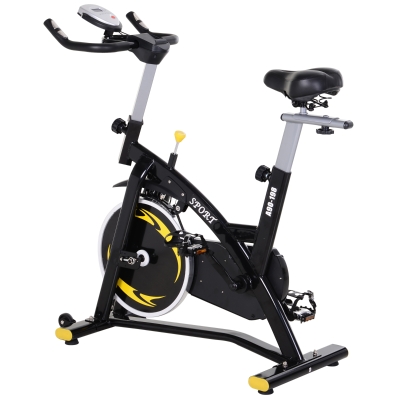 HOMCOM Bicicleta Estática Profesional Bicicleta Fitness con Pantalla LCD Volante de Inercia de 10kg Asiento e Intensad Ejercicio Regulables Resistencia Magnética 47x120x104.5-117cm
