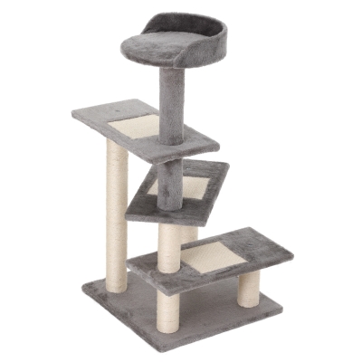 PawHut Rascador para Gatos Rascador de Gatos Barato Centro de Actividad 3 Plataformas para Arañar 48x48x99,5 cm Tablero Aglomerado Cubierta de Felpa Sisal