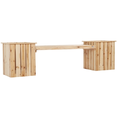 Outsunny Wooden Garden Planter & Bench Combination, Planter Box with Garden Bench for Patio, Park and Deck, 192 x 43 x 50 cm, Natural