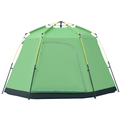 Outsunny Campingzelt für 6 Personen, Schnellöffnend, Grün+Schwarz, 320 x 320 x 180 cm