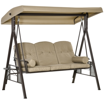 Outsunny 3-Sitzer Hollywoodschaukel mit Sonnendach Grau 116 x 206 x 183 cm