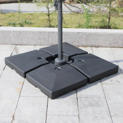 Outsunny Base para Chapéu de Sol com 4 Peças Suporte para Chapéu de Sol para Jardim Pátio Exterior 51x51x12 cm 9.8Kg Preto