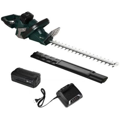 DURHAND Elektrischer Heckenschneider Kabellos Grün+Schwarz 110 x 20 x 20 cm