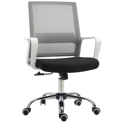 Vinsetto Mesh Back Ergonomic Office Chair w/ Adjustable Height Breathable 360° Swivel - Black/white/grey