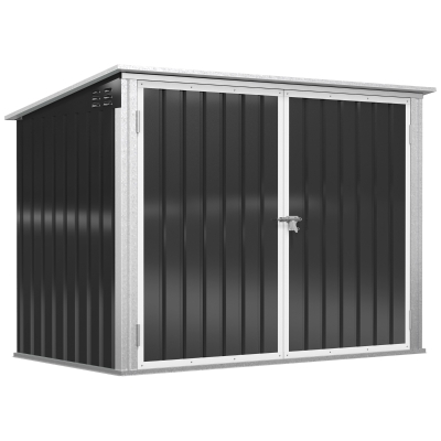 Outsunny Mülltonnenbox für 2 Mülltonnen, Abschließbar, Stahl, Grün, 178 x 104,5 x 128,5/113 cm
