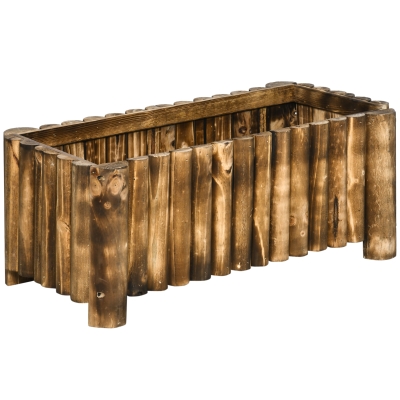 Outsunny Hochbeet Pflanzkasten Kräuterbeet Pflanzbeet Gemüse Blumenbeet Blumenkasten, Tannenholz (Modell2)
