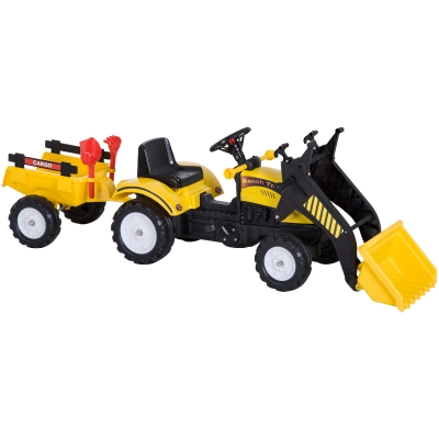 HOMCOM Trettraktor mit Anhänger Tretauto Traktor ab 3 Jahre Kinder 167 x 41 x 52 cm
