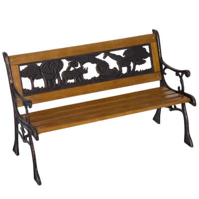 Outsunny® Kinder Gartenbank Sitzbank Parkbank Bank Holzbank Metall Gartenmöbel