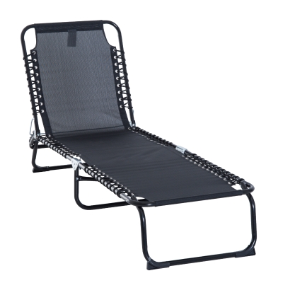 Outsunny Sonnenliege faltbar Gartenliege Klappliege Garten 4-stufige Rückenlehne verstellbar Stahl Mesh-Stoff Schwarz 197 x 58 x 76 cm
