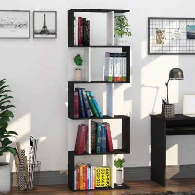 biblioteca de perete, 5 rafturi, 60x24x184.5cm