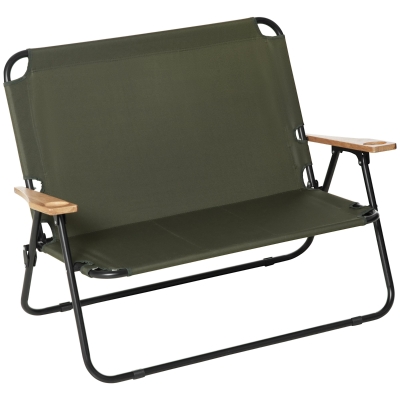 Outsunny Campingstuhl 2-Sitzer klappbar bis 160 kg Grün 141 x 67 x 80 cm