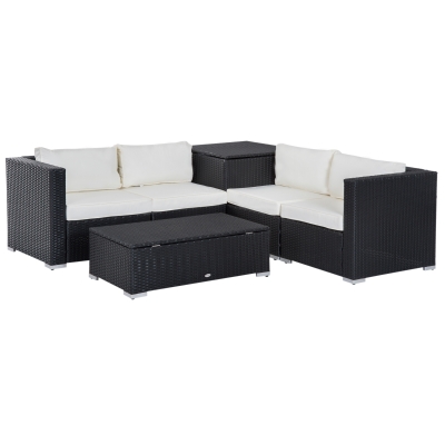 Outsunny Gartenmöbel Set 6 tlg. Stahl Schwarz+Creme
