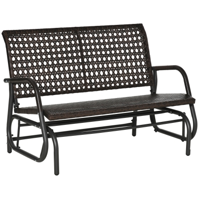 Outsunny Polyrattan Schaukelbank mit extra breiten Sitz, 70L x 120B x 84H cm, braun