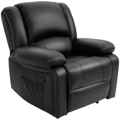 HOMCOM Fotoliu Relax Rabatabil la 135°, Sezut Capitonat, 100x89x100cm, Negru