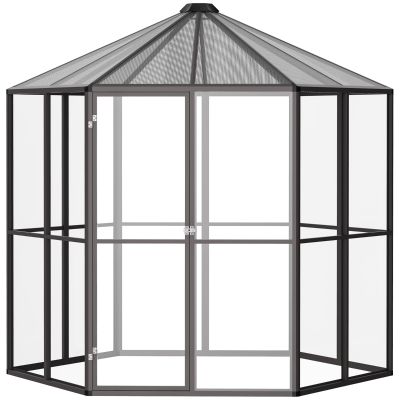 Outsunny Sera de Gradina pentru Plante din Policarbonat si Aluminiu, 2.4 x 2.4m