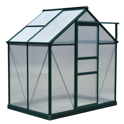 Outsunny Gewächshaus mit Dachfenster Aluminium Treibhaus 190 cm x 132 cm x 201 cm Grün + Transparent