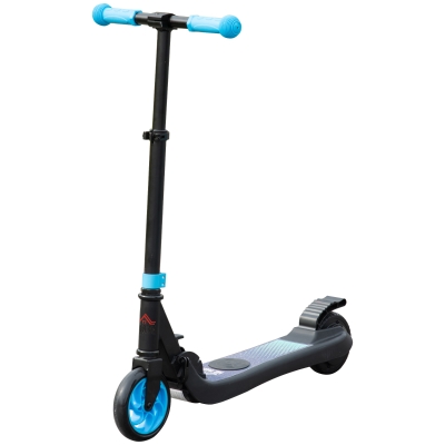 HOMCOM Patinete Eléctrico para Niños de +6 Años Scooter Eléctrico Plegable con Altura Ajustable Batería 24V Velocidad Máxima 8 km/h Carga 50 kg 71x36,5x75-80 cm Azul