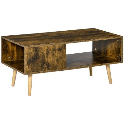Table basse rectangulaire style industriel 2 niches