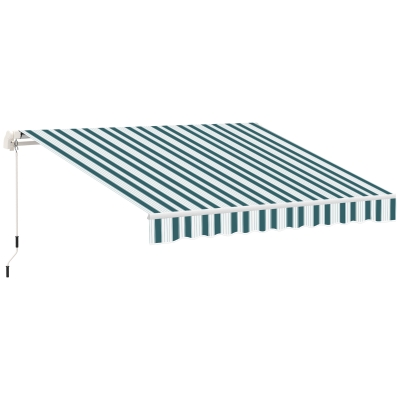 Outsunny Markise mit Handkurbel Alu Weiß+Grün 395 x 245 cm