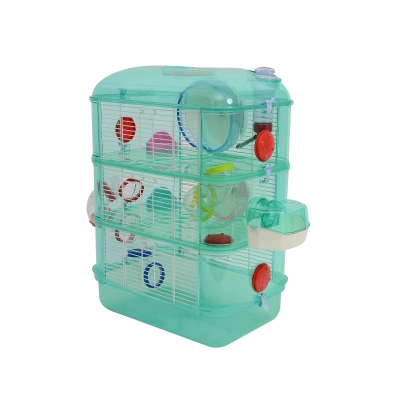 PawHut Kleintierkäfig Laufrad Futternapf Trinkflasche Grün 40,5 x 28 x 55 cm