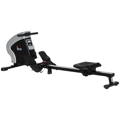 HOMCOM Máquina de Remo Magnética Plegable con 8 Niveles de Resistencia Monitor Digital 2 Ruedas de Transporte y Marco de Acero para Fitness en Casa 183x56x56 cm Negro