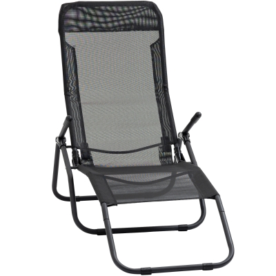 Outsunny ligstoel opvouwbaar ligbed tuinbank verstelbaar textiel staal zwart 62 x 143 x 97 cm