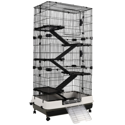 PawHut Kleintierkäfig mit Plattform Rampe 80 cm x 52,7 cm x 150 cm