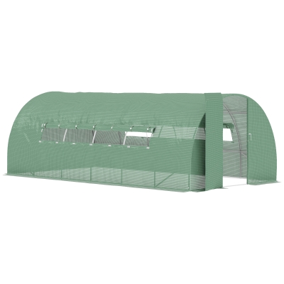 Outsunny foliekas 6 x 3 x 2 m tunnel kas kweekkas plantenkas folie tent 4 ramen rasterfolie groen