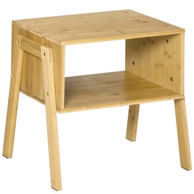 HOMCOM Comodino Multiuso Tavolino da Divano in Bambù, Design Aperto, 43x32.5x42cm