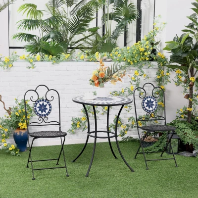 Outsunny Set da giardino 66cm x 66cm x 76.5cm Blu